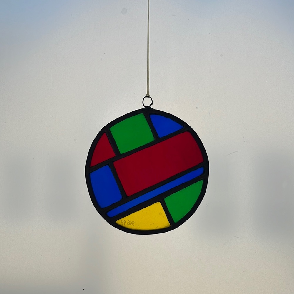 geometric stained glass suncatcher